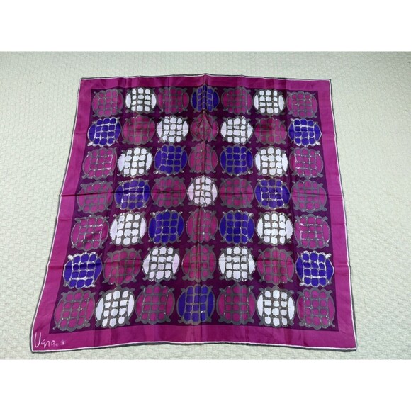 Vera Neumann Turtle Square Scarf‎ Magenta Purple Burgundy Abstract Vintage 26.5" - Picture 1 of 13